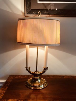 PAIR Two - Armed STIFFEL Candlestick 2way Table Lamps w/Original Shades 2