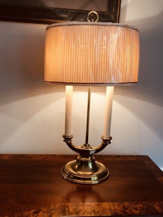 PAIR Two - Armed STIFFEL Candlestick 2way Table Lamps w/Original Shades 3