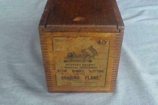 Vintage Stanley No.  45 Plane Wood Box with Cover & Label 2