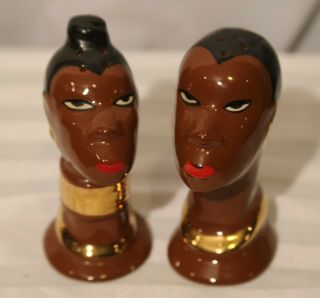 African Man & Woman Salt & Pepper Shakers,  Rare,  4 Inches Tall