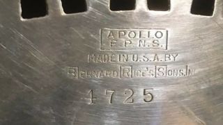 Vintage Bernard Rice ' s Sons Inc.  APOLLO EPNS Silver Plater,  Marked 4725 6