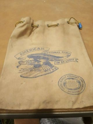 Vintage Canvas Bank Deposit Bag American National Bald Eagle St Louis Missouri