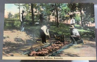 Postcard Southern Men Outdoor Railroad Rr Barbecue Kentucky Ky 1907c Vintage Bbq