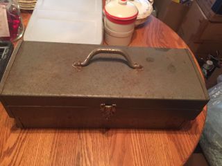 Vintage Steel Metal Tool Box Chest 18 " X 8 " X 7.  5 " Patina On Outside