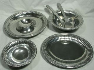 Wilton Armetale Flutes And Pearls Chip And Dip,  Serving Bowl Spoon,  Fork,  Tray