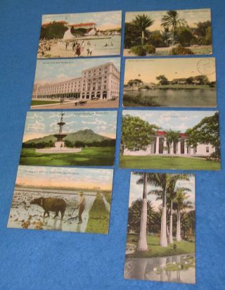 8 Hawaii Territory Postcards Haleiwa Hotel Library Waikiki Moanalua Gardens