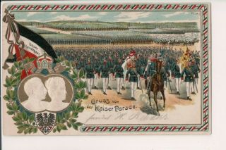 Vintage Postcard Kaiser Wilhelm Ii & Kaiserin Auguste Victoria Parade Of Army