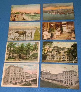 8 Hawaii Territory Postcards Moana Hotel Honolulu Harbor Waikiki Alexander Young