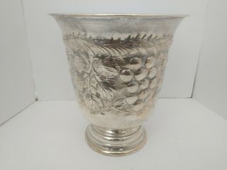 Large Silver Plated Champagne Wine Ice Bucket With Grape Pattern