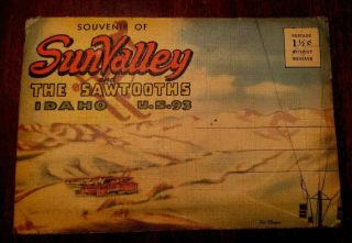 Souvenir Vintage Sun Valley Idaho The Sawtooths Skiing Etc.  Postcard Packet