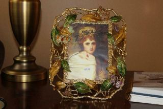 Stunning Large Jay Strongwater Enamel Jeweled Frog Butterfly 5x7 Picture Frame 3