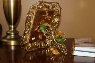 Stunning Large Jay Strongwater Enamel Jeweled Frog Butterfly 5x7 Picture Frame 5