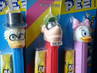 Carded Scrooge Mcduck,  Webby And Bouncer Beagle Pez Dispensers