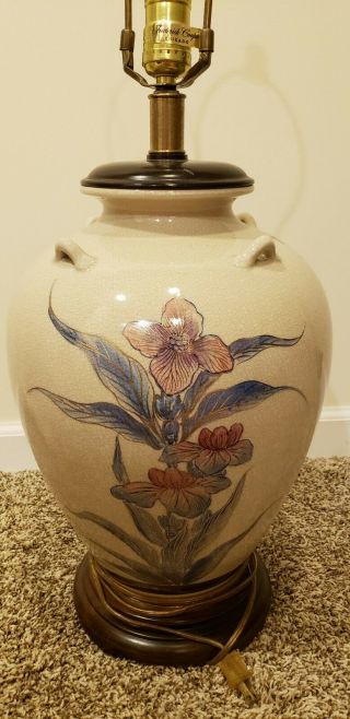 Frederick Cooper Porcelain Urn Table Lamp Urn Hand Painted Floral 2