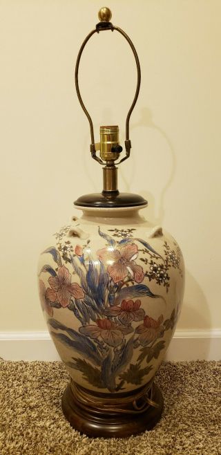 Frederick Cooper Porcelain Urn Table Lamp Urn Hand Painted Floral 3