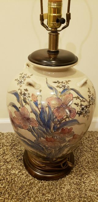Frederick Cooper Porcelain Urn Table Lamp Urn Hand Painted Floral 4