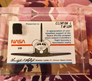 Nasa Sts - 1 Flown Space Shuttle Columbia Tile Lucite
