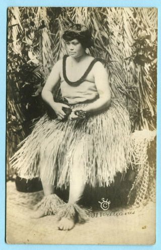 1916 Hawaii Territory Rppc Hula Girl W/ Ukulele 1916 Real Photo By Williams