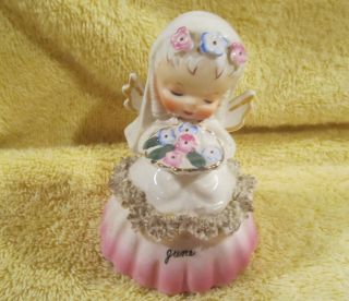 Vintage Napco " June " Angel Girl Figurine Bell Of The Month S1307f