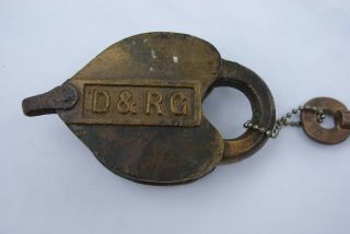 D&RG heart shaped lock with Key, 2