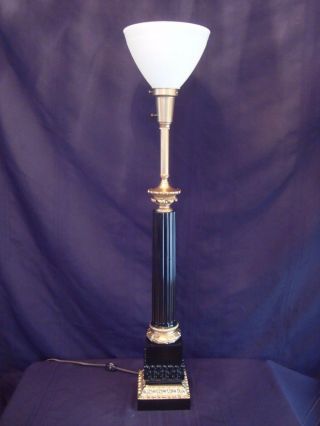 Vintage Stiffel Rembrandt Mid Century Hollywood Regency Black & Gold Torch Lamp