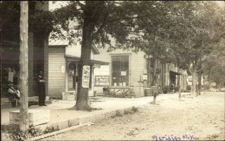 Meridian Ny Post Office & Store Signs Cayuga County 1911 Real Photo Postcard