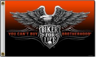 You Cant Buy Brotherhood Biker For Life Eagle Polyester 3x5 Foot Flag Motorcycle