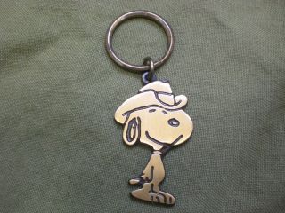 Vintage Cowboy Snoopy Brass Key Chain