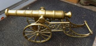 Vintage Solid Brass 1.  7 Kgs Ornate Cannon 16 " Or 40cm Long