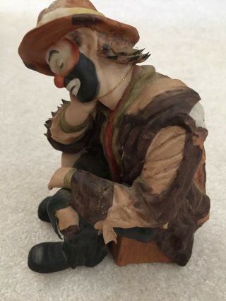 Flambro Vintage Emmett Kelly Jr.  Figurine (the Thinker) With Tags,  Cond