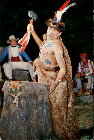 Cherokee North Carolina Mountainside Theatre Indian Show Tecumseh 1957 Postcard