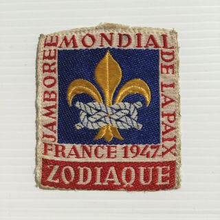 Extremely Difficult 1947 World Jamboree Red Zodiaque Leader Badge