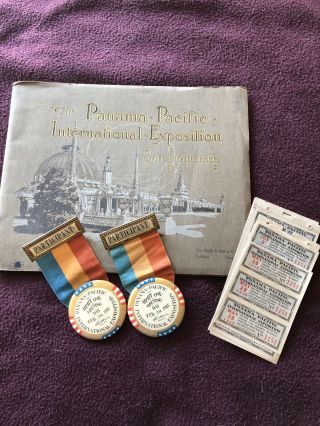 Panama - Pacific International Expo 1915 Opening Day Badge/pin/ribbon,  Coupons And