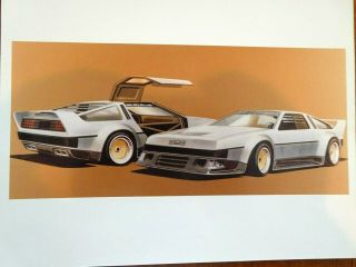 Glossy Design Of Unique Delorean Car From Legend Industries (signed On Back)