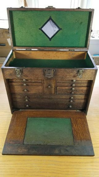 Gerstner Oak Machinist Tool Box/chest 11 Drawers Model 52 - Needs Veneer Work