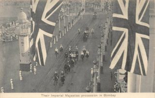 India 1911 Delhi Durbar Tour Bombay Imperial Majesties Procession Flags George V