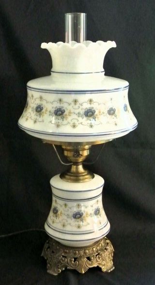 Quoizel Abigail Adams Blue 24 " Hurricane Colonial Table Lamp - Ab702a Milk Glass