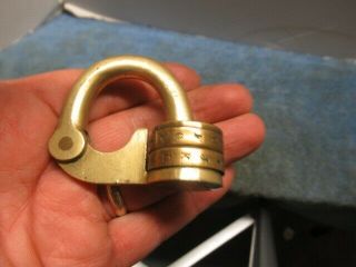 Very Unusual Old Brass Combination Padlock Lock Patent 1903.  With Combo N/r