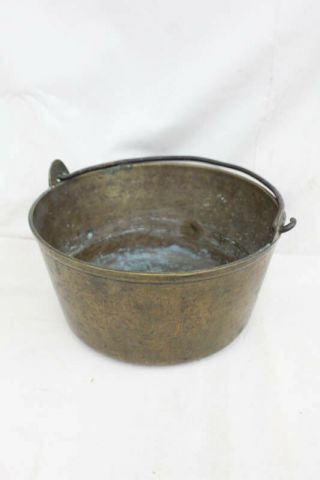 Large Antique Copper Apple Butter Kettle Cauldron Pot With Iron Handle
