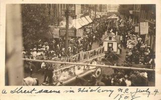Rppc Hickory,  N.  C.  - 1908 July 4th Parade - Hickory Novelty Float