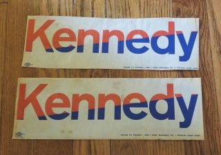 2 Robert Kennedy Bumper Stickers From The Night Of His Assassination 6/5/68 Read