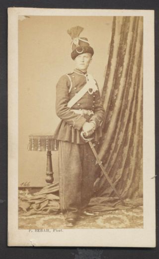 Cdv1808 Turkish Victorian Carte De Visite: Soldier With Sword,  Sebah,  Constantin