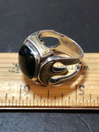Konstantino.  925 Silver Greek Corinthian Helmets / Black Onyx Ring (10)