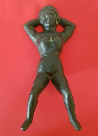 Vintage Cast Iron Naughty Nellie Naked Lady Boot Jack Shoe Remover Door Stop 4