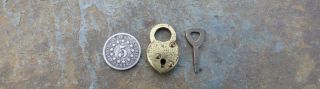 Vintage Miniature Brass Padlock & Key Made In The Usa
