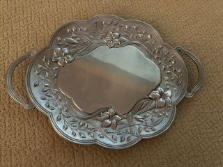 Large Lenox Silver Floral And Butterfly Meadow Platter With Handles