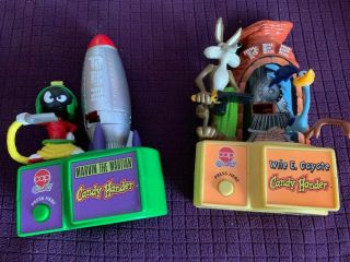 Pez Set Of 2 Battery Operated Pez Handlers - Marvin The Martian & Wile Coyote