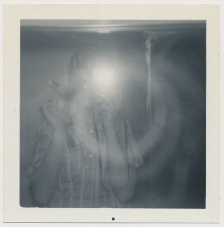 Camera Flash In Mirror Reflection Vtg Self Portrait Photo Abstract Light Circles
