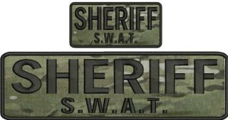 Sheriff Swat Embroidery Patch 3x10 And 2x4 Hook On Back Multicam
