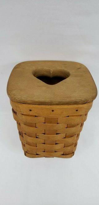 Longaberger Tissue Basket With A Heart On The Lid - 1996